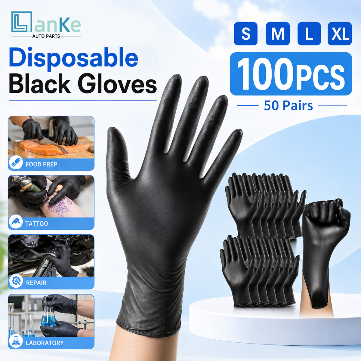 Rubber Glove Cleaning - Lanke Black Disposable Nitrile Gloves Professional
